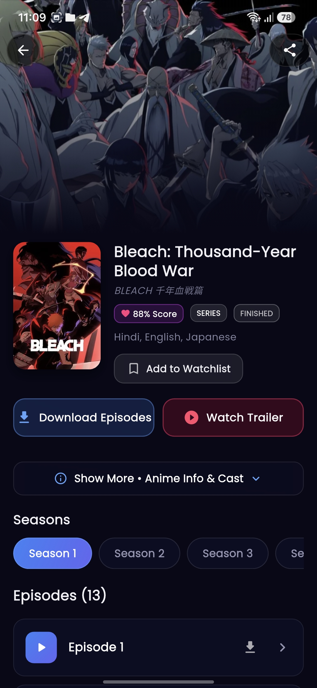 Anime Details Screen