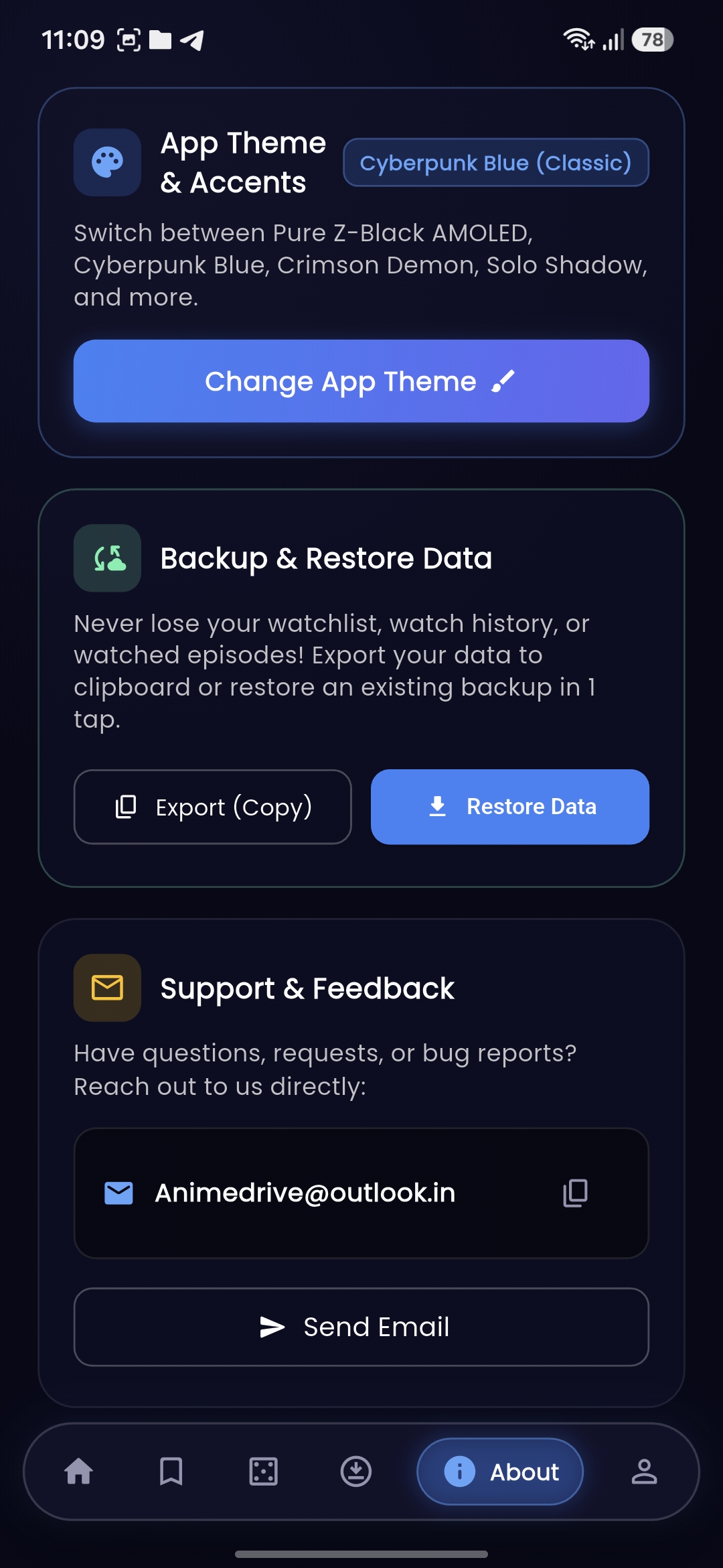 Settings & Themes Screen